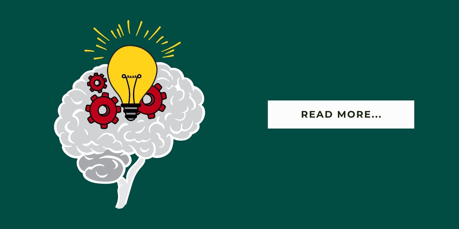 An illustration of a brain with gears and a bright light bulb next to a text box that says, "Read more..."